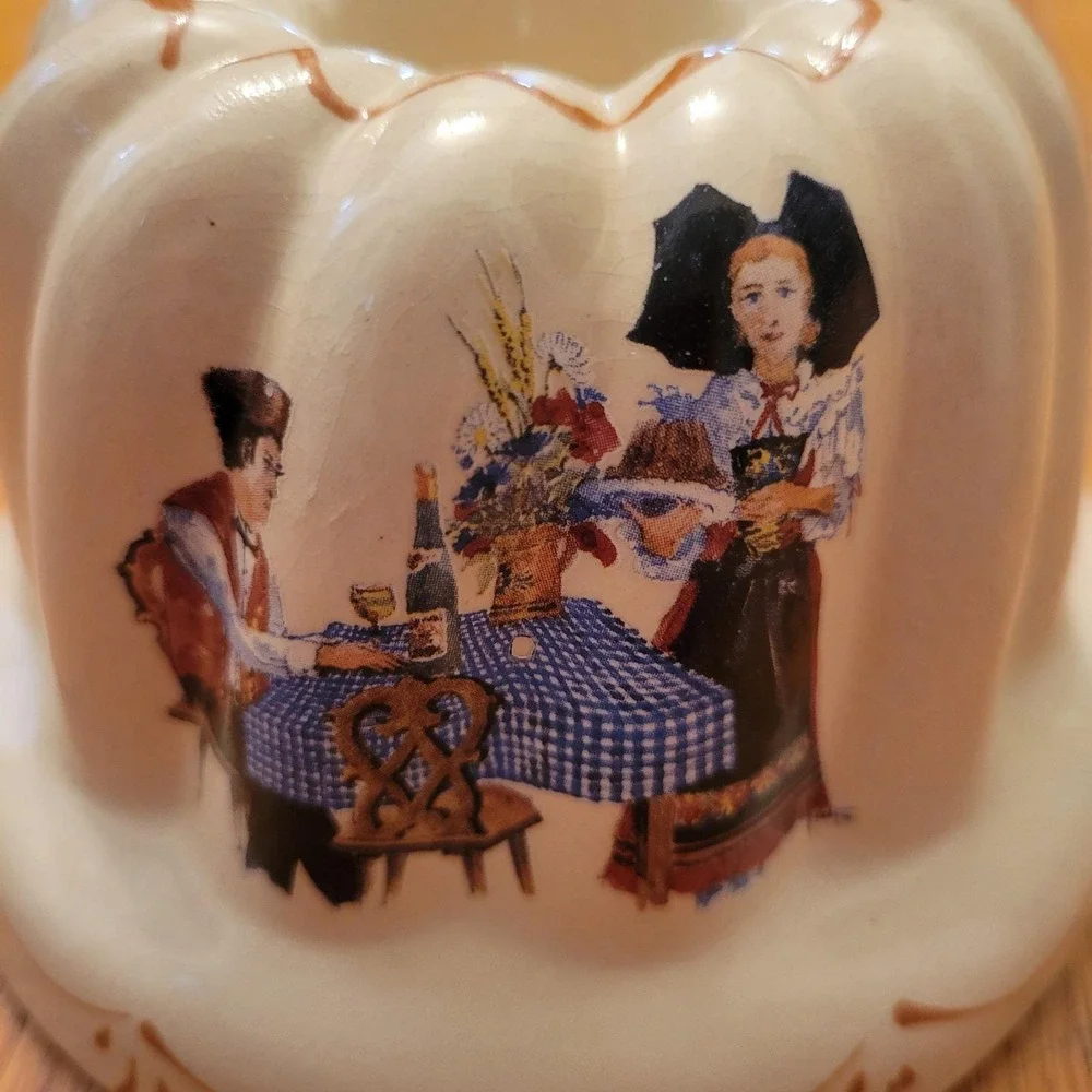 Vintage French Alsatian Ceramic Mini Pan Kouglof Mold Wall Decor Cottage Country